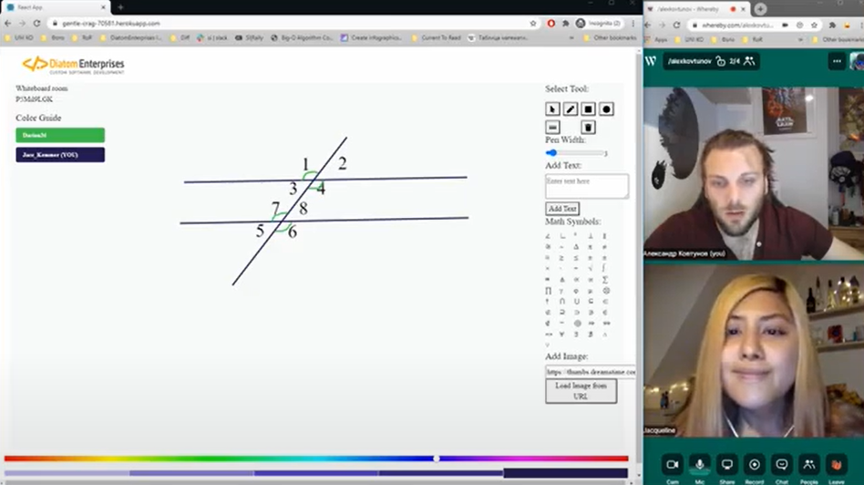 drawing lines and shapes on online whiteboard