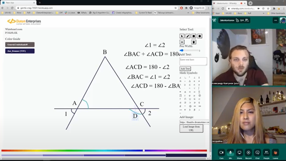 sharing geometric examples with online whiteboard