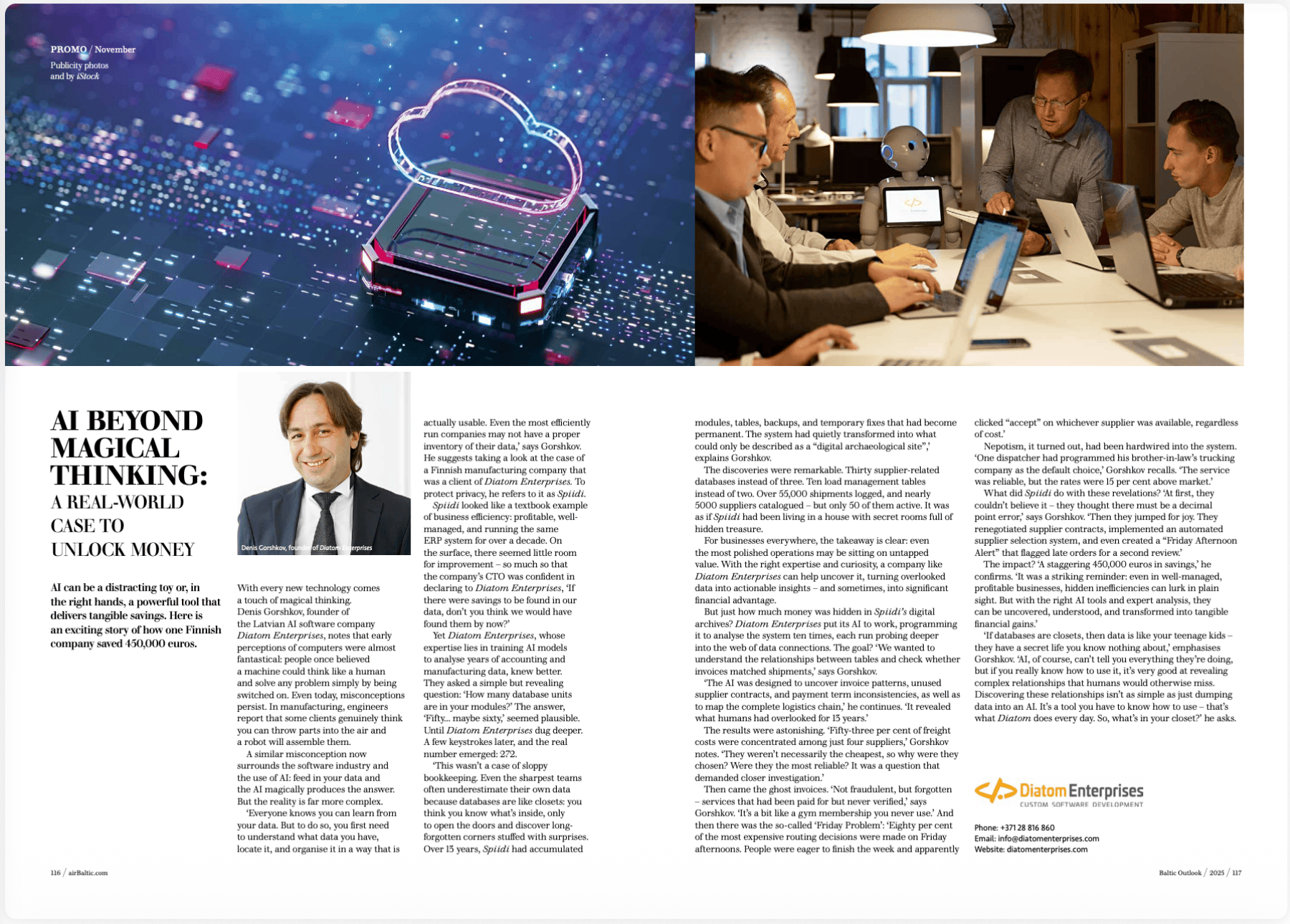diatom enterprises airbaltic outlook magazine article